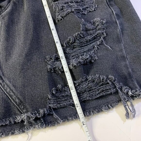American Eagle Outfitters Black Distressed Denim Mini Skirt - Picture 7 of 8